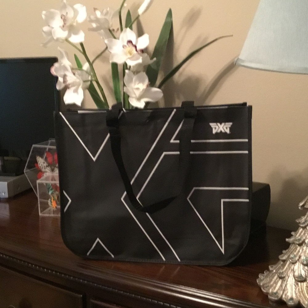 PXG Black Tote with White Geometric Accents